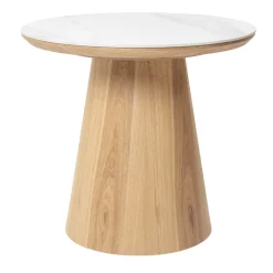 Bijzettafel Alba Naturel Marmer 60cm Rond - Giga Meubel
