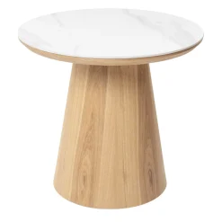 Bijzettafel Alba Naturel Marmer 60cm Rond - Giga Meubel