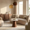 Bijzettafel Alba Walnoot Marmer 60cm Rond - Giga Meubel