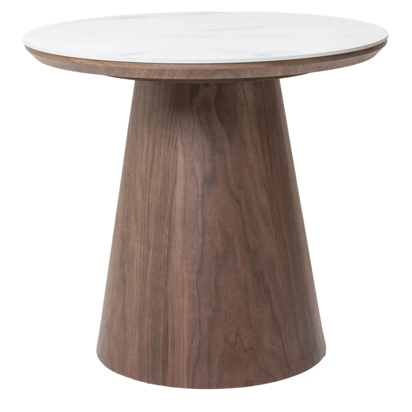 Bijzettafel Alba Walnoot Marmer 60cm Rond - Giga Meubel