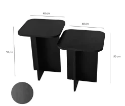 Bijzettafel Blues Zwart Set van 2