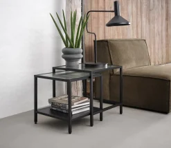 Bijzettafel Bronco Set Zwart Metaal - Giga Living