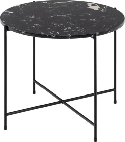 Bijzettafel Cardinham Marmer Zwart Ø52x40cm - Giga Living