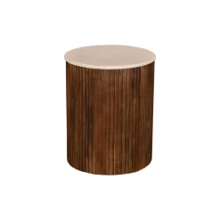 Bijzettafel Davi Marmer Donkerbruin Rond 45cm - Giga Meubel