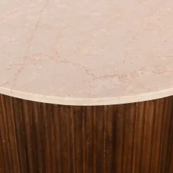 Bijzettafel Davi Marmer Donkerbruin Rond 45cm - Giga Meubel