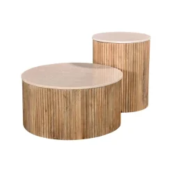 Bijzettafel Davi Marmer Naturel Rond 45cm - Giga Meubel