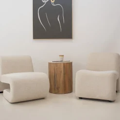 Bijzettafel Davi Marmer Naturel Rond 45cm - Giga Meubel