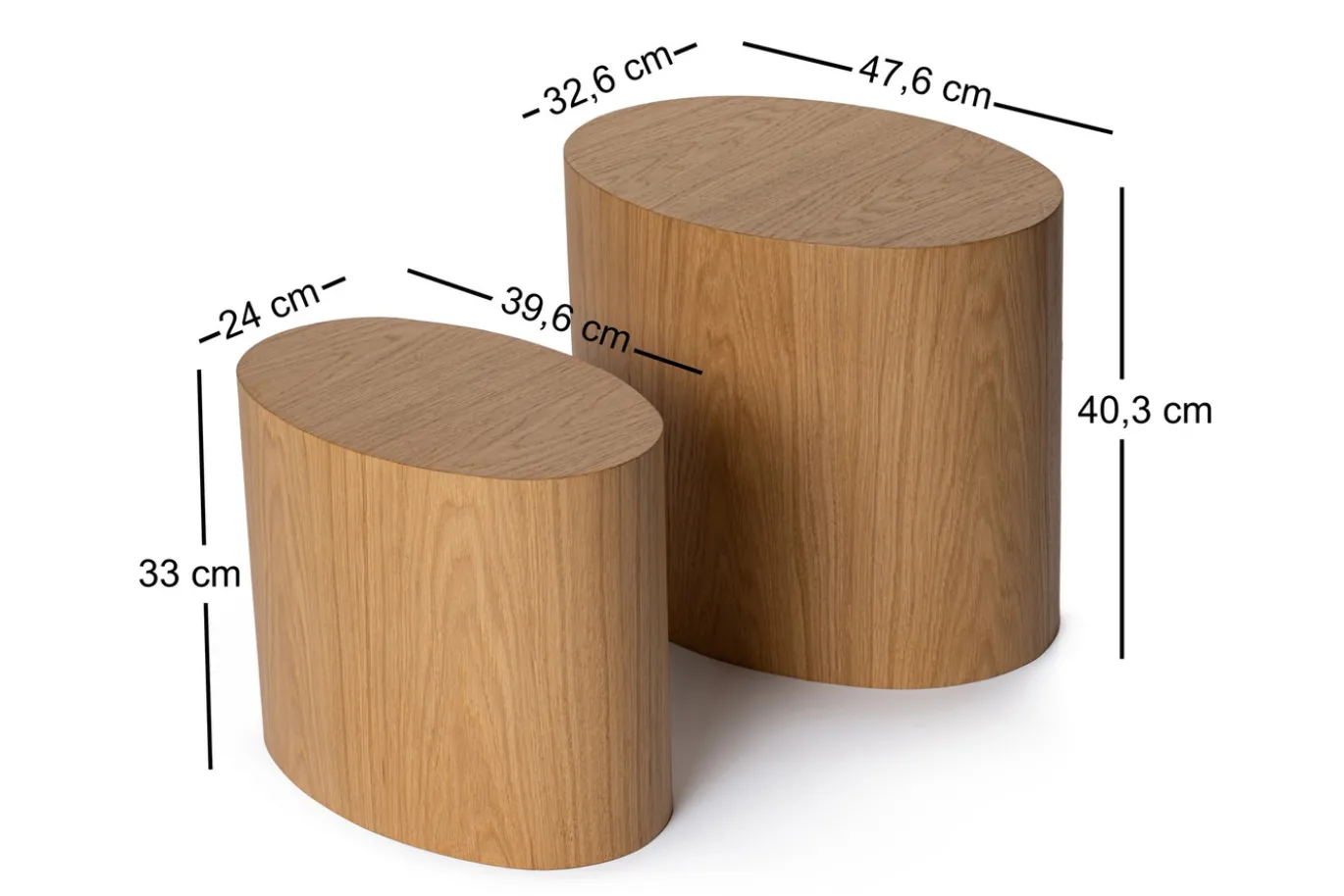 Bijzettafel Elipse Naturel Set van 2