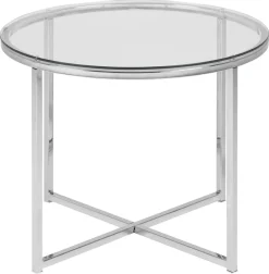 Bijzettafel Elora Rond Glas Transparant Ø55cm - Giga Living