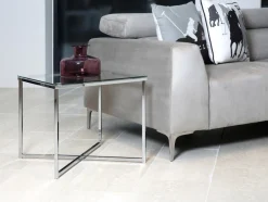 Bijzettafel Elora Vierkant Glas Transparant 50cm - Giga Living