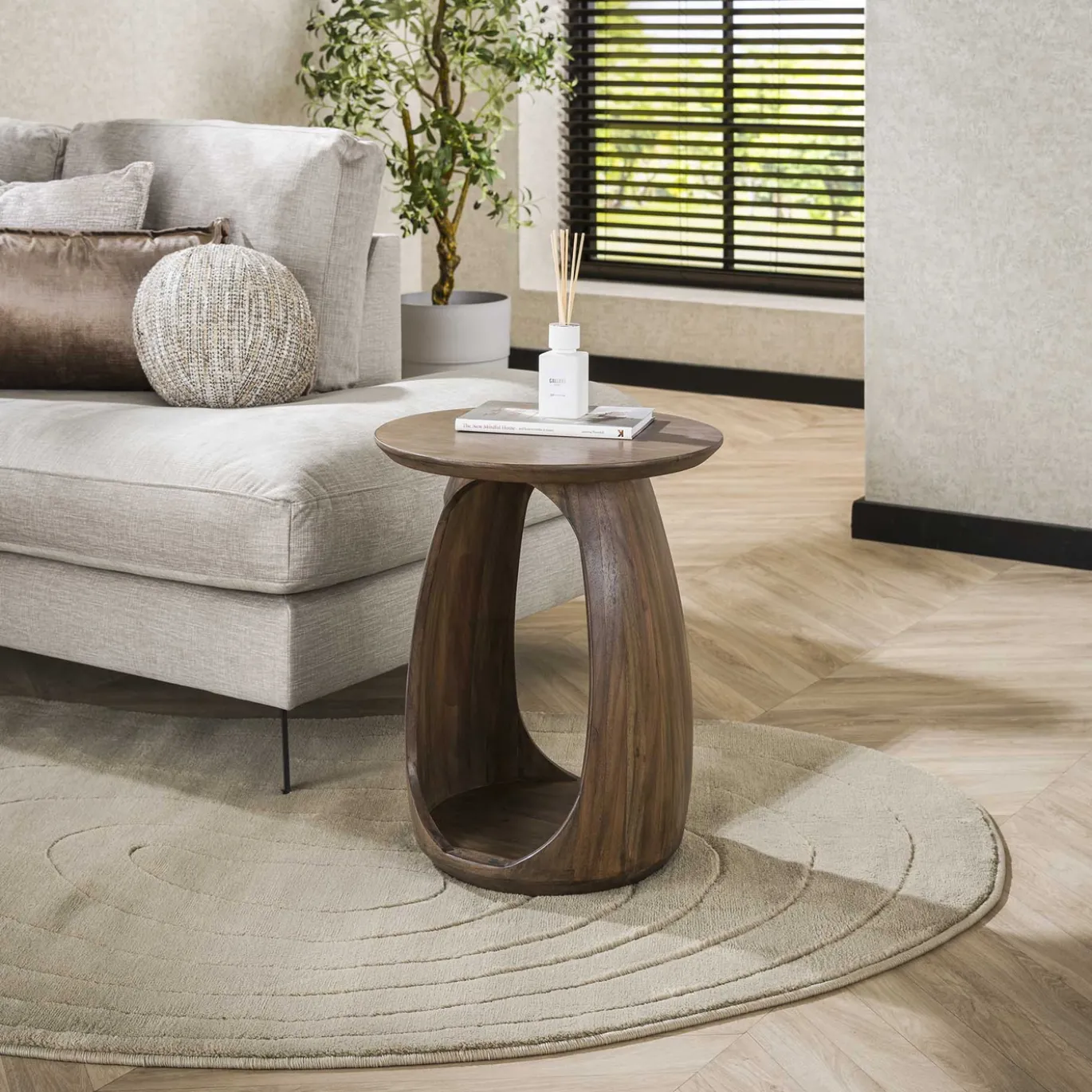 Bijzettafel Flow Solid Bruin S - Giga Meubel