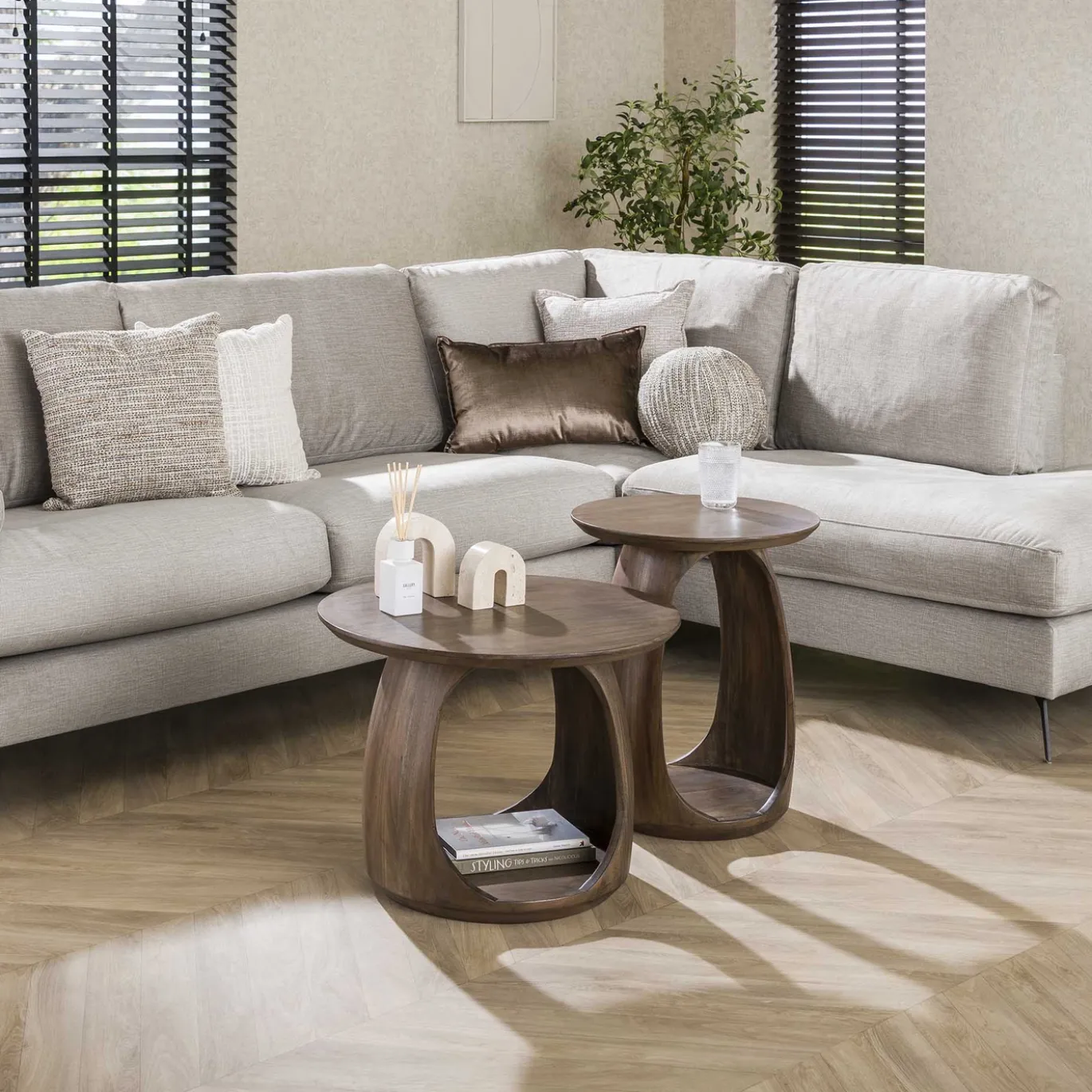 Bijzettafel Flow Solid Bruin S - Giga Meubel