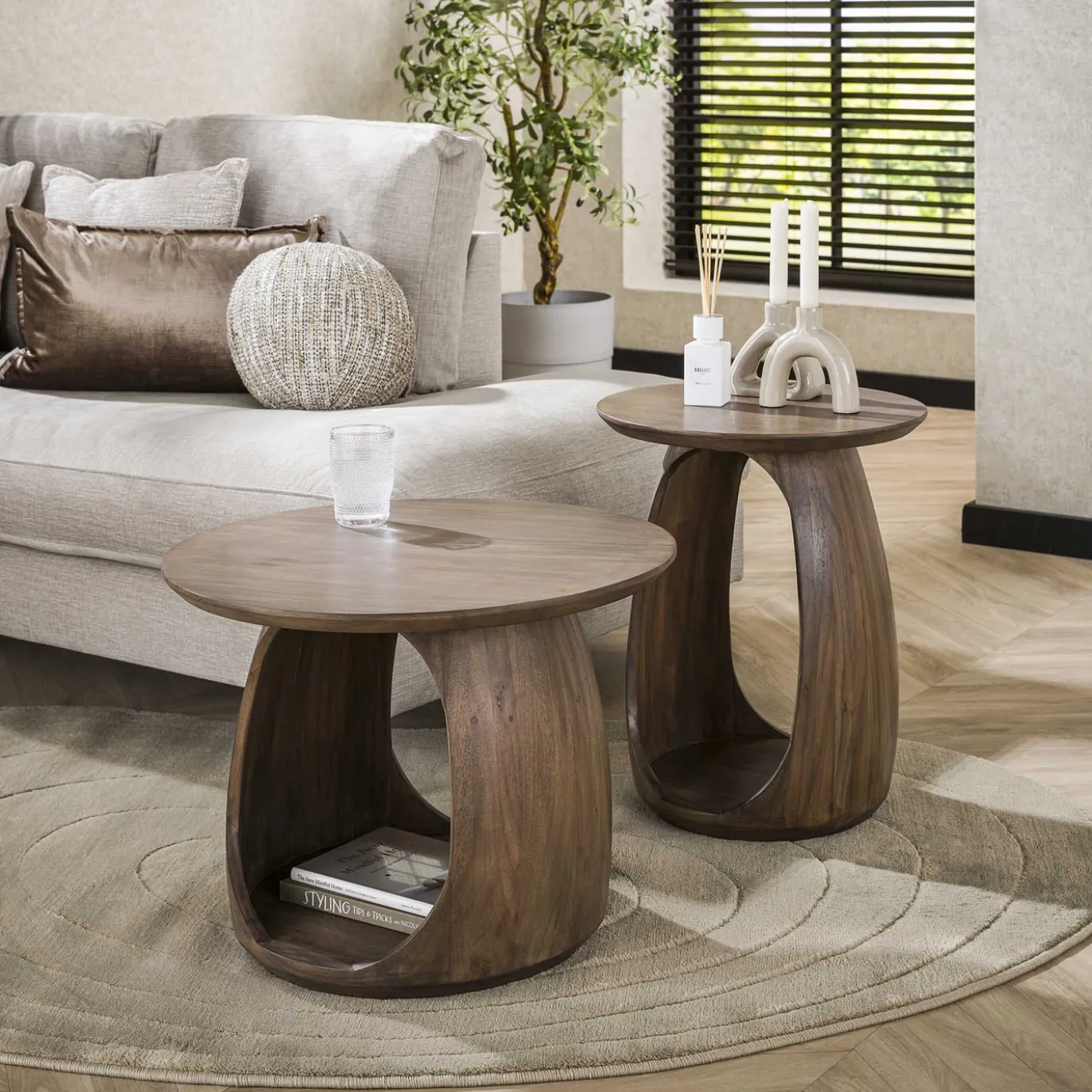 Bijzettafel Flow Solid Bruin S - Giga Meubel