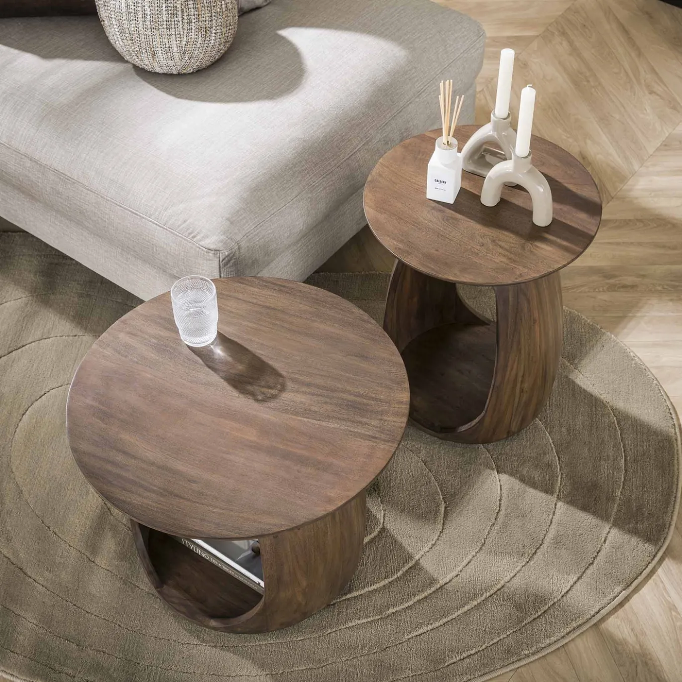 Bijzettafel Flow Solid Bruin S - Giga Meubel