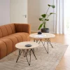Bijzettafel Hermanson Beige/Zwart Ø55x41,4cm Travertin - Giga Living