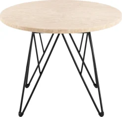 Bijzettafel Hermanson Beige/Zwart Ø55x41,4cm Travertin - Giga Living