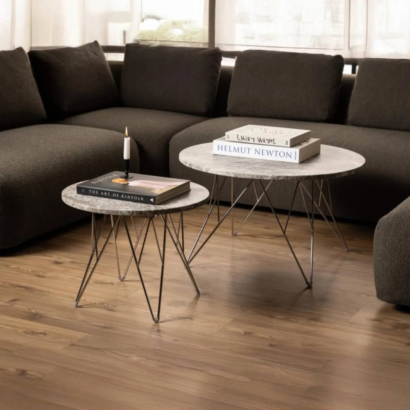 Bijzettafel Hermanson Bruin Ø55x41,4cm Marmer - Giga Living