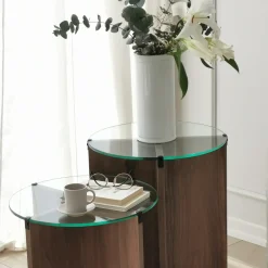 Bijzettafel Lily Walnoot Set van 2