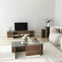Bijzettafel Lily Walnoot Set van 2