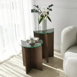 Bijzettafel Lily Walnoot Set van 2