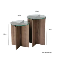 Bijzettafel Lily Walnoot Set van 2