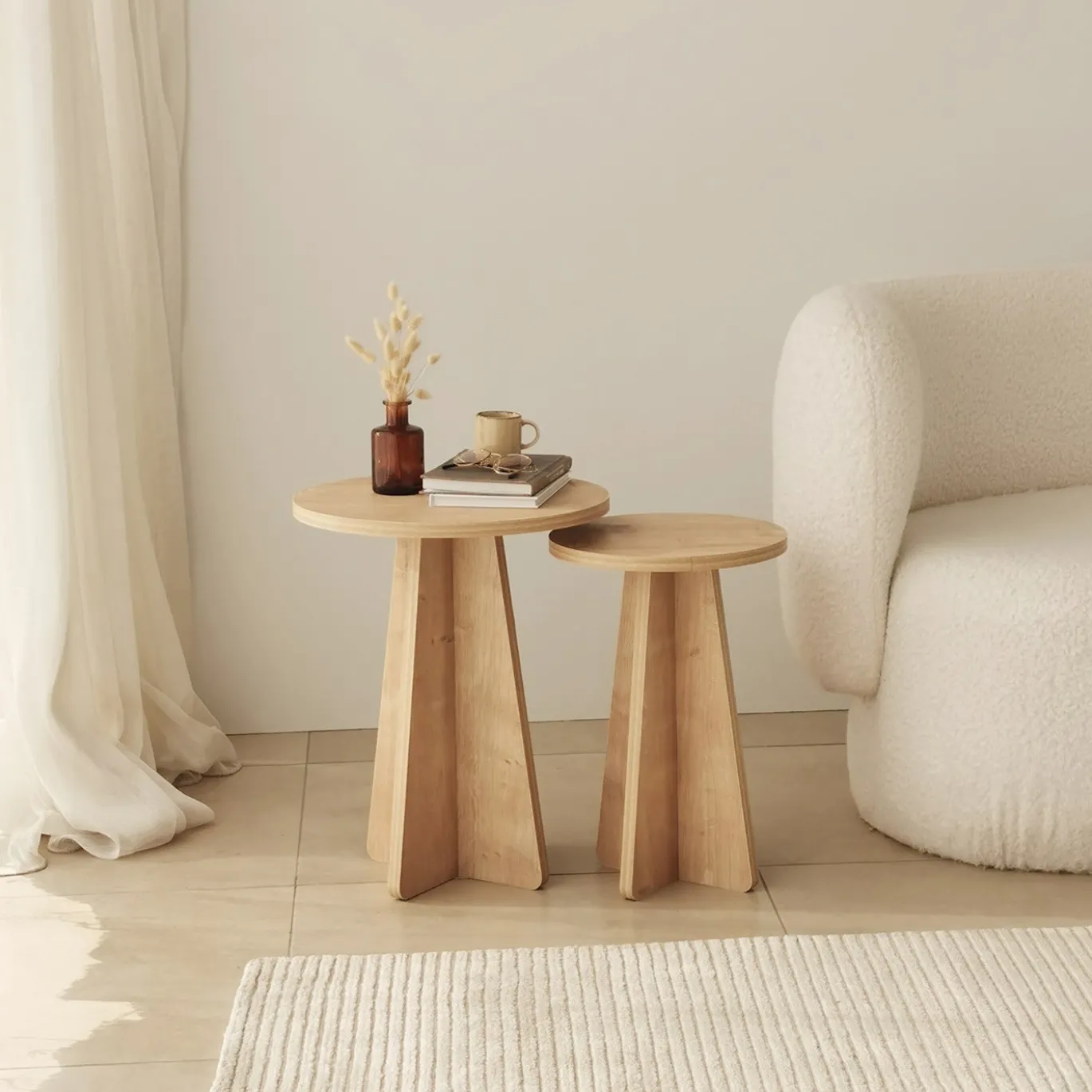 Bijzettafel Mushroom Naturel Set van 2