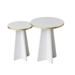 Bijzettafel Mushroom Wit/Goud Set van 2
