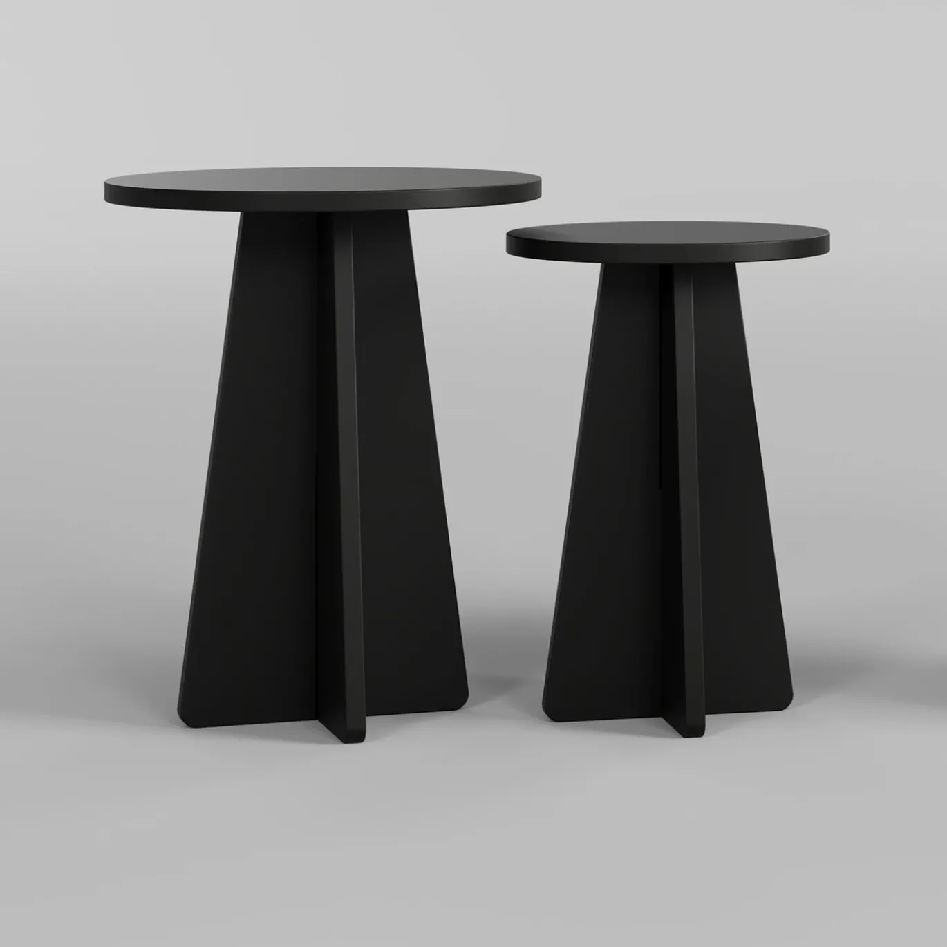 Bijzettafel Mushroom Zwart Set van 2