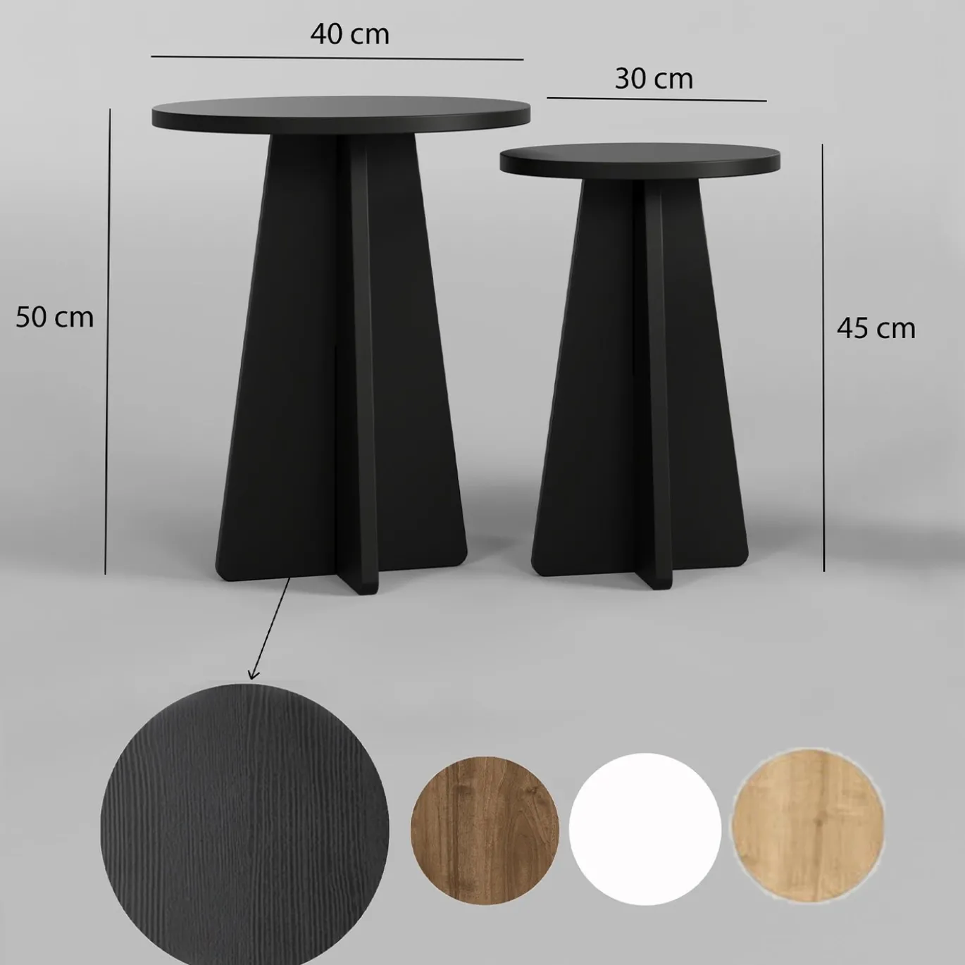 Bijzettafel Mushroom Zwart Set van 2