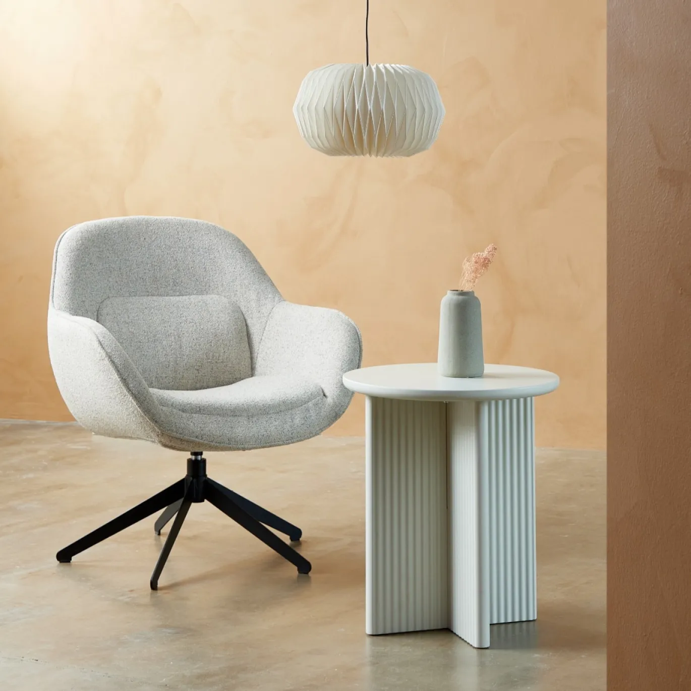 Bijzettafel Palma Greige MDF Ø50cm - Giga Living