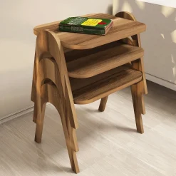 Bijzettafel Paris Walnoot Set van 3