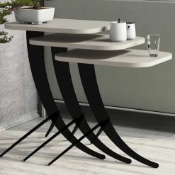 Bijzettafel Pion Crème Set van 3