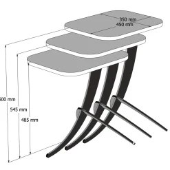 Bijzettafel Pion Marmerlook Wit Set van 3