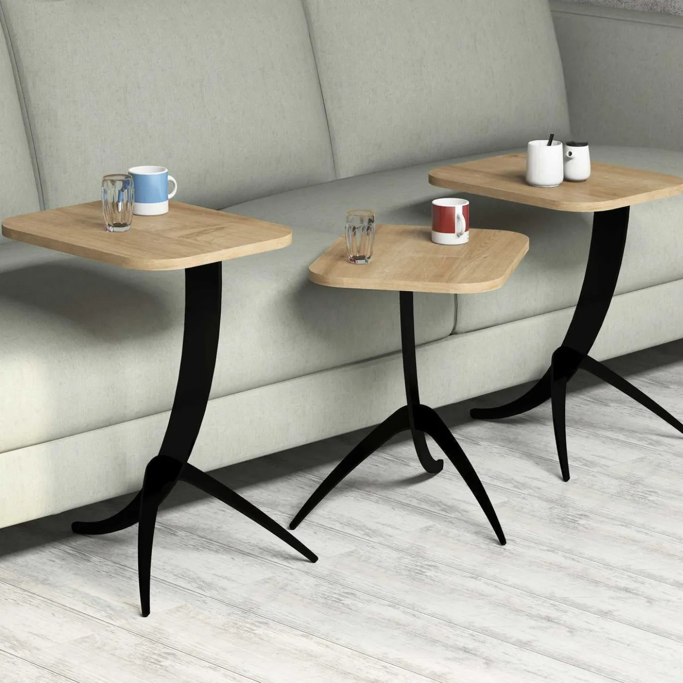 Bijzettafel Pion Set van 3 Melamine Naturel