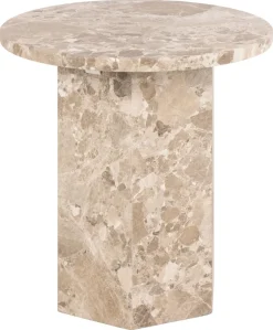 Bijzettafel Rovan Marmer Bruin Latte Ø50x50cm - Giga Living