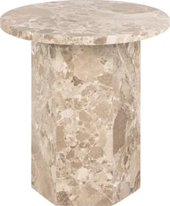 Bijzettafel Rovan Marmer Bruin Latte Ø50x50cm - Giga Living