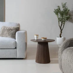 Bijzettafel Salvador Walnoot Rond 50cm - Giga Meubel
