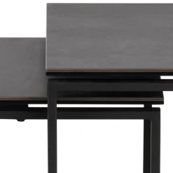Bijzettafel Set van 3 Glentruan Zwart Keramiek - Giga Living