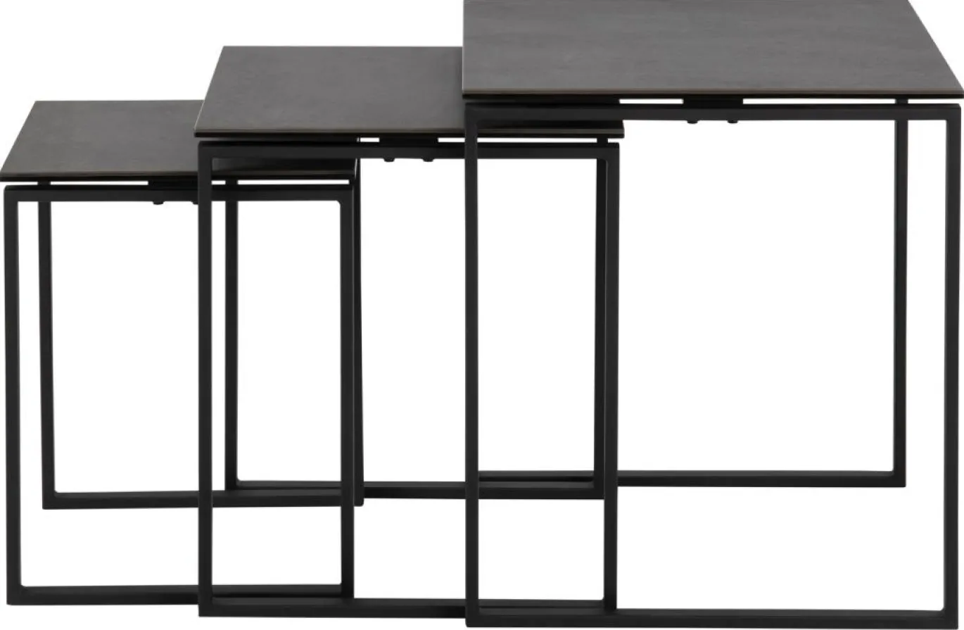 Bijzettafel Set van 3 Glentruan Zwart Keramiek - Giga Living