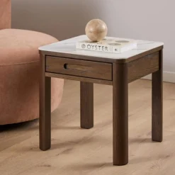 Bijzettafel Wilven Keramiek Cream Talvera 45cm - Giga Living