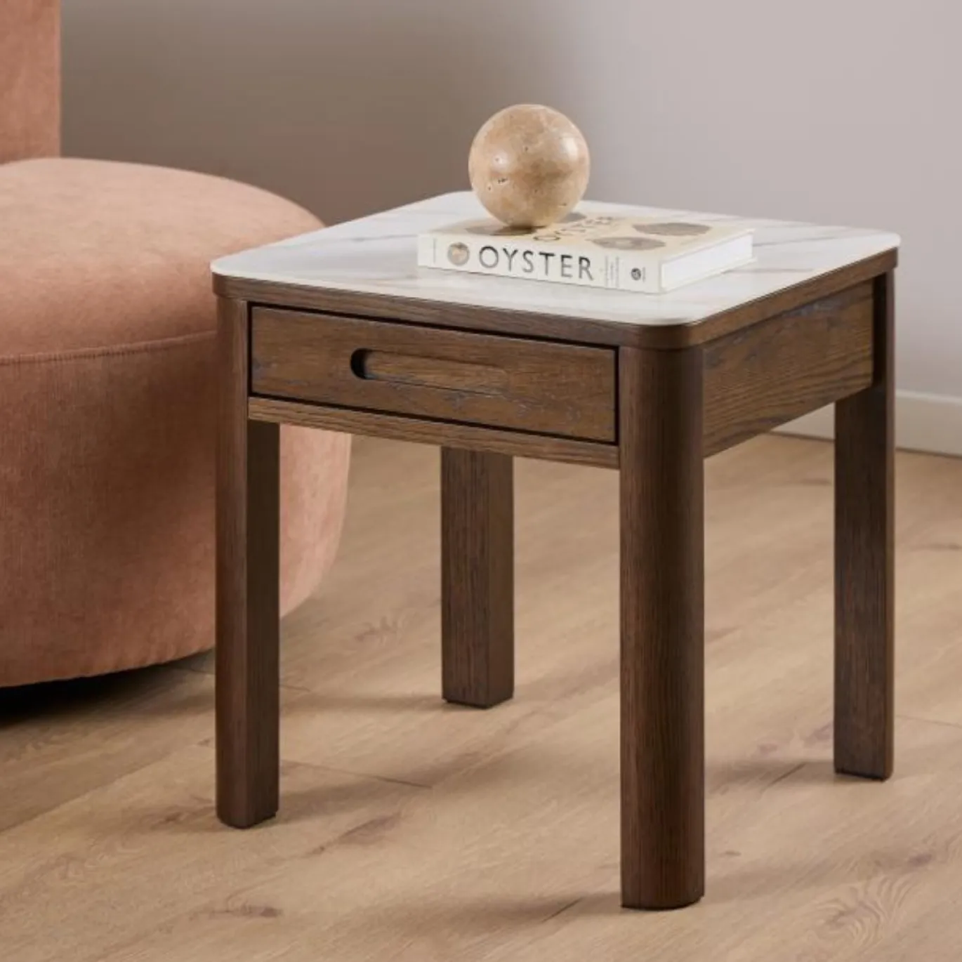Bijzettafel Wilven Keramiek Cream Talvera 45cm - Giga Living
