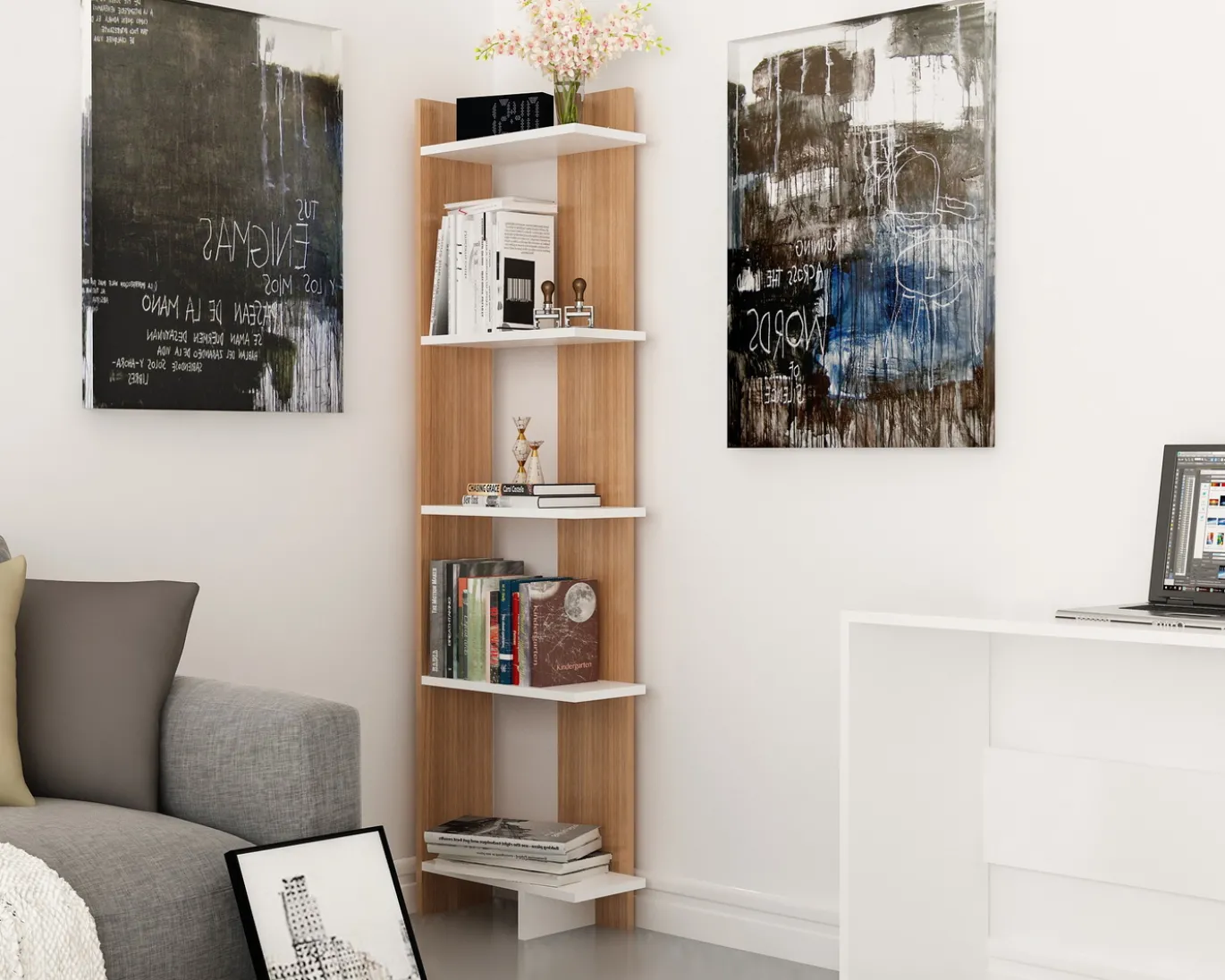 Boekenkast Als Teak/Wit