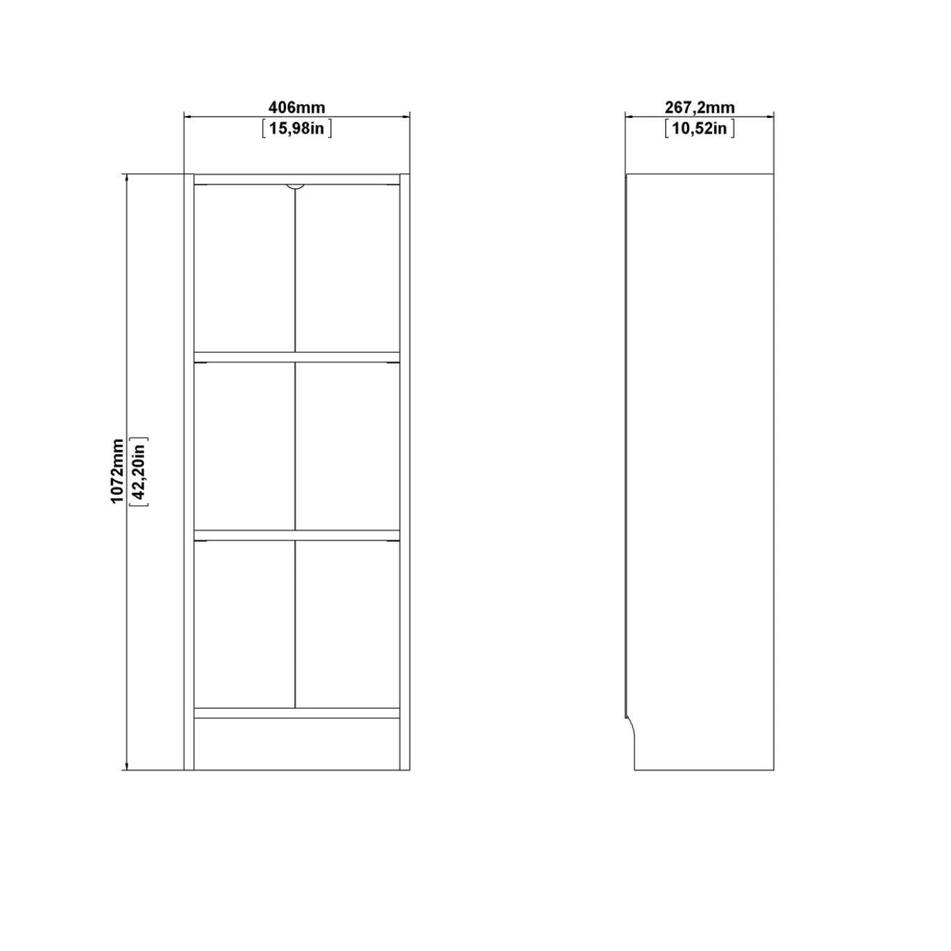 Boekenkast Basic met 2 planken Wit - Giga Living