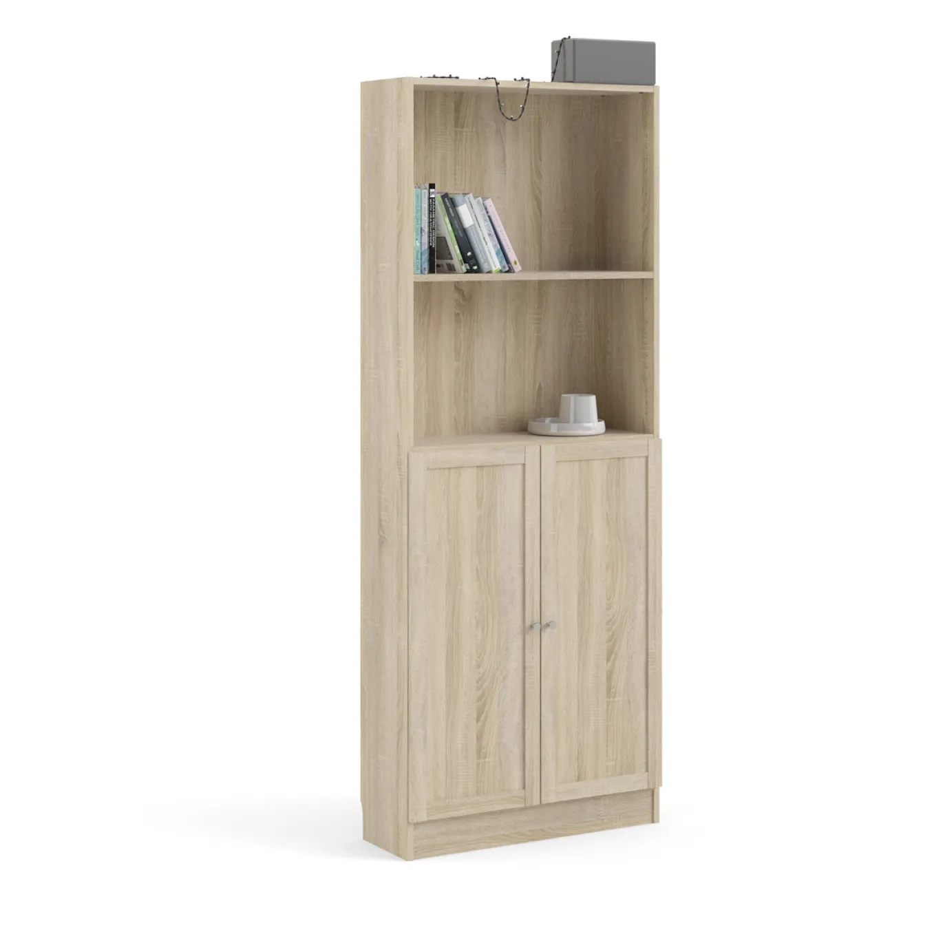 Boekenkast Basic Naturel Open/dicht 79x203cm - Giga Living