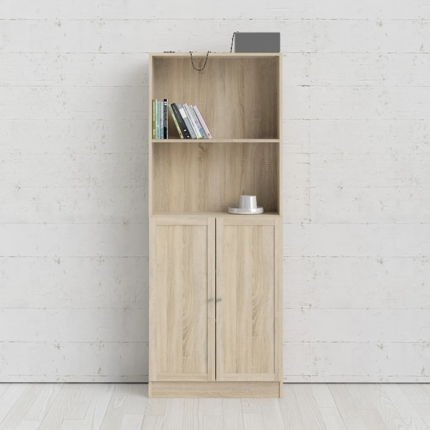Boekenkast Basic Naturel Open/dicht 79x203cm - Giga Living