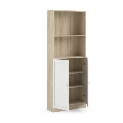 Boekenkast Basic Naturel/wit Dicht 79x203cm - Giga Living