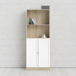 Boekenkast Basic Naturel/wit Dicht 79x203cm - Giga Living