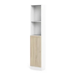 Boekenkast Basic Wit/Naturel Dicht 41x203cm - Giga Living