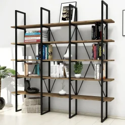 Boekenkast Beylerbeyi Melamine Walnoot Zwart