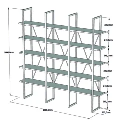Boekenkast Beylerbeyi Melamine Walnoot Zwart